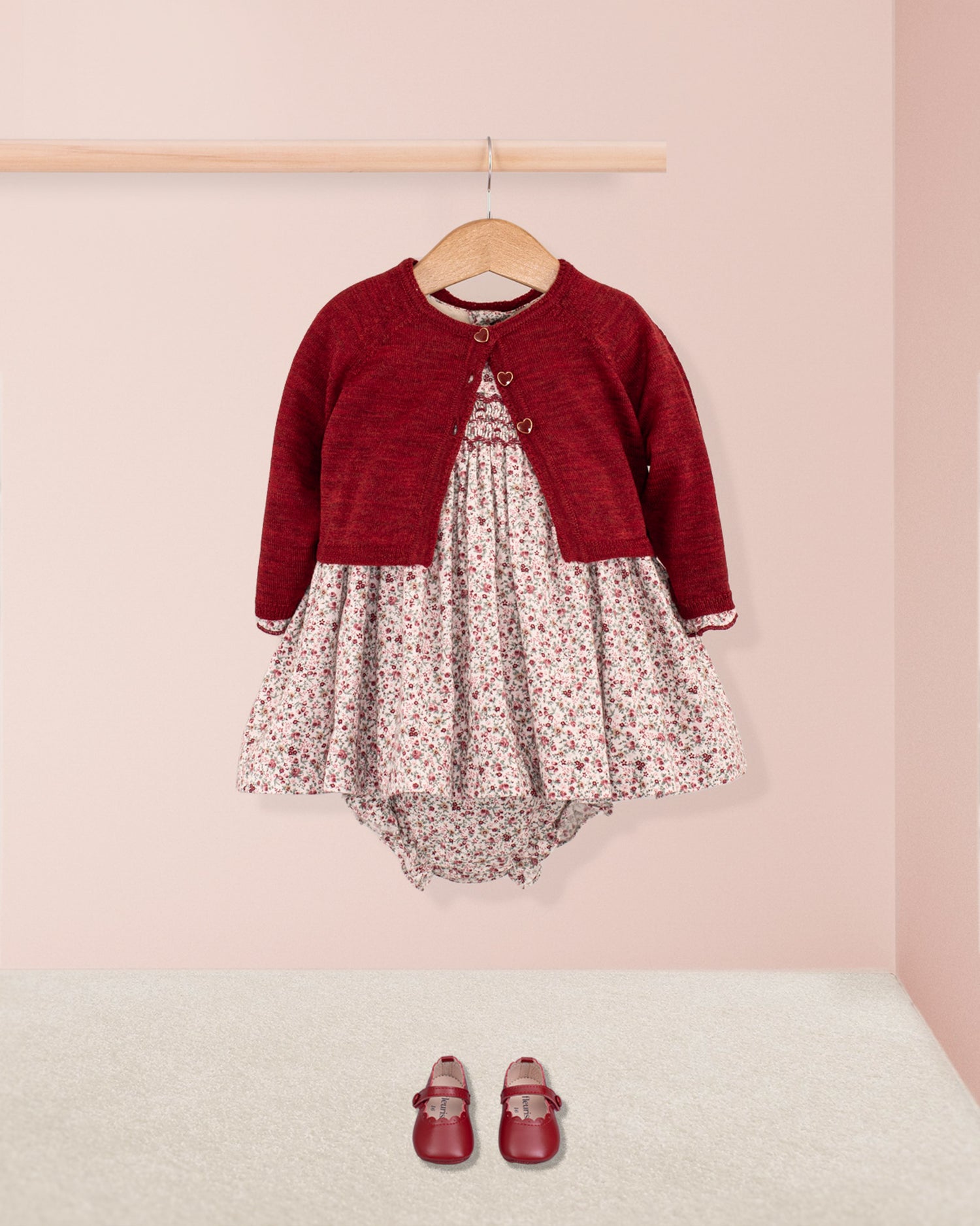 Baby Clementine Belina Deep Pink Floral Set